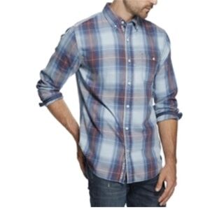 American Threads Blue Red Plaid Long Sleeves Button‎ Down Shirt Extra Large